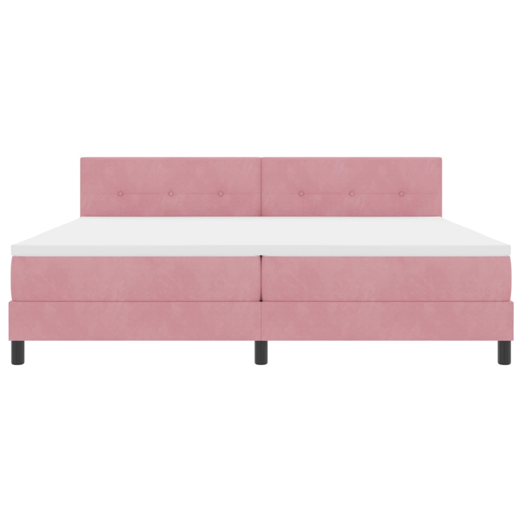 Letto a box spring  con materasso rosa 200x200 cm in velluto