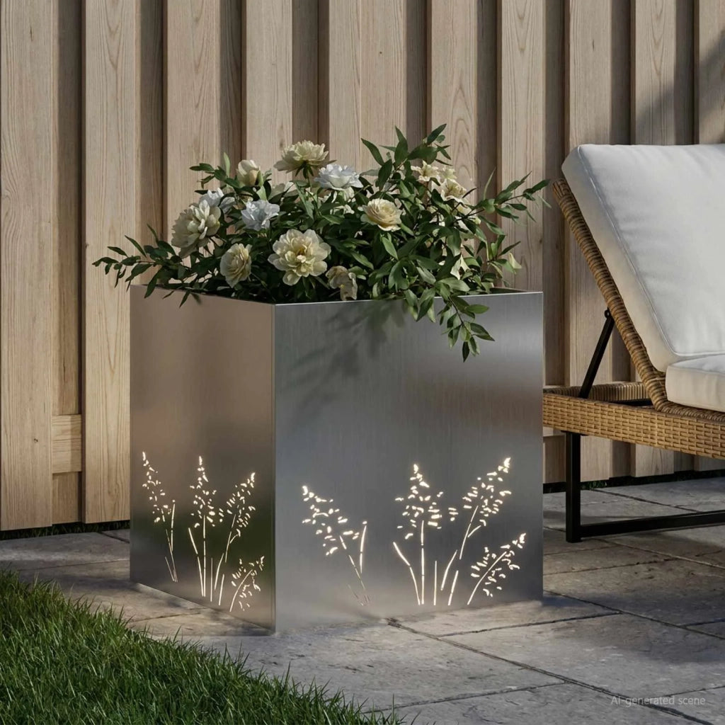 Vaso da giardino Argento 50 x 50 x 49 cm Acciaio zincato 8005802