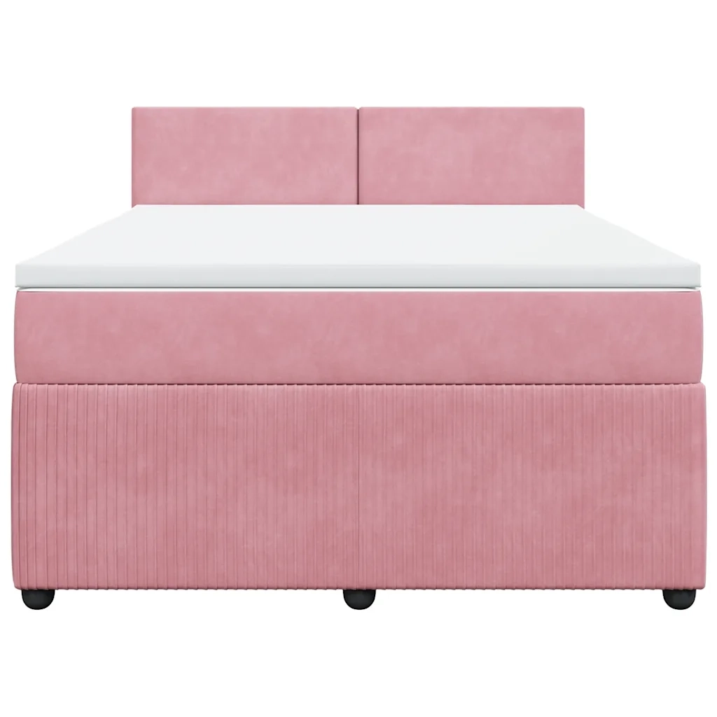 Giroletto a Molle con Materasso Rosa 160x200 cm in Velluto