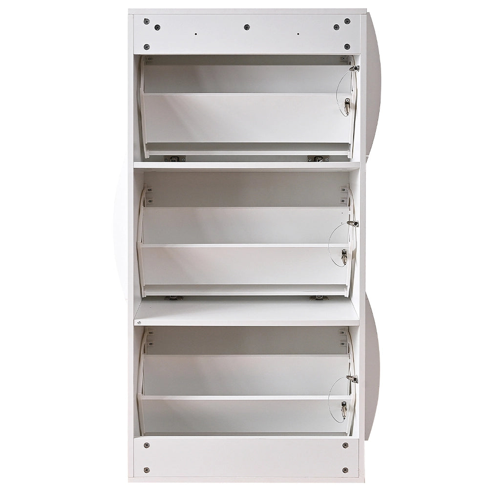 Scarpiera Ingresso in Legno Lucido ONDE 3 Ante Bianco Salvaspazio 71x26.5x121cm