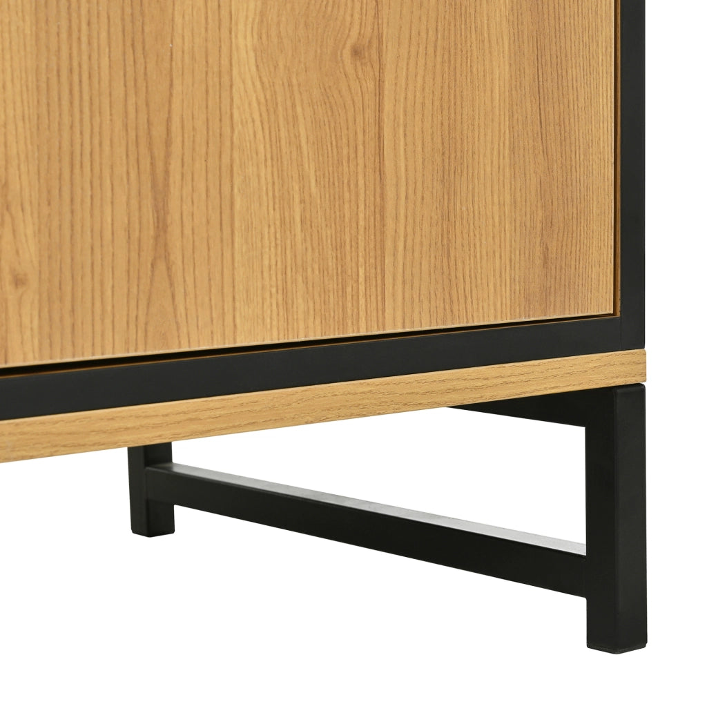 Sideboard moderno 160 cm con LED 16 colori, naturale e nero