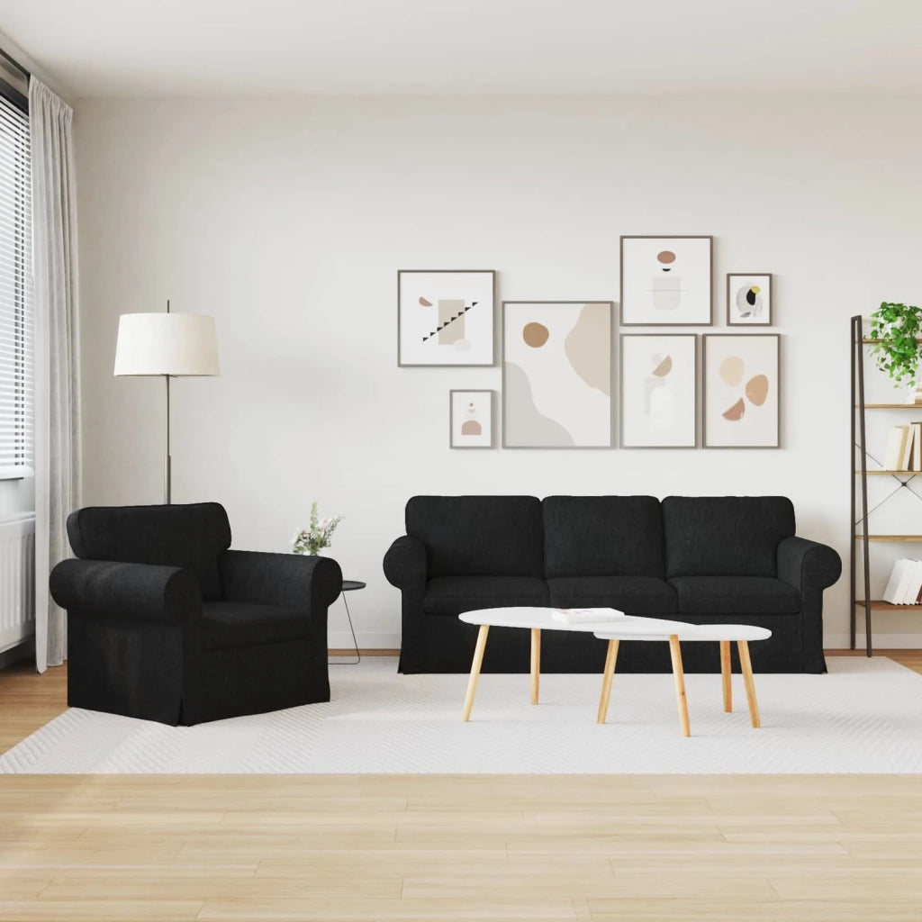Set di divani 2 pcs Nero 215 x 82 x 80 cm Tessuto