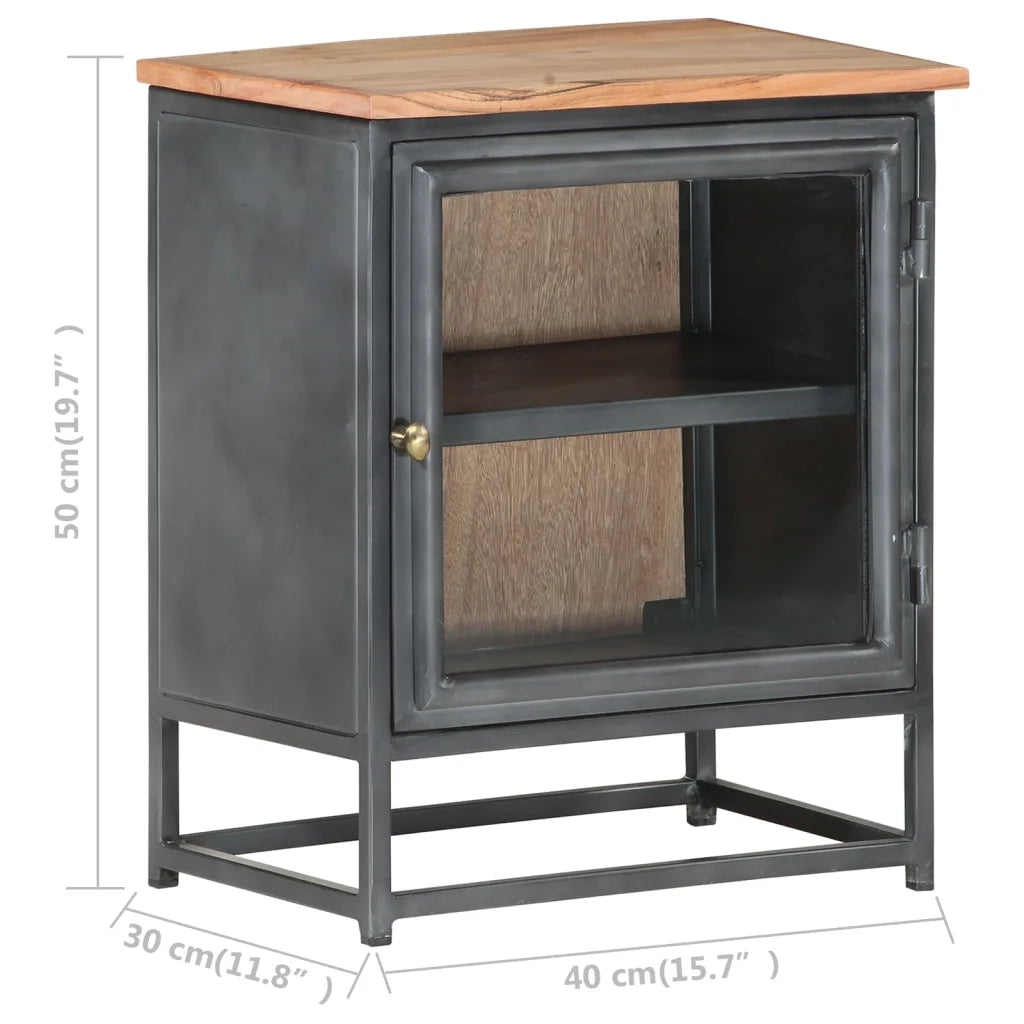 Comodino | Armadio da Notte | Mobiletto da notte Grigio 40x30x50 cm in Legno Massello di Acacia