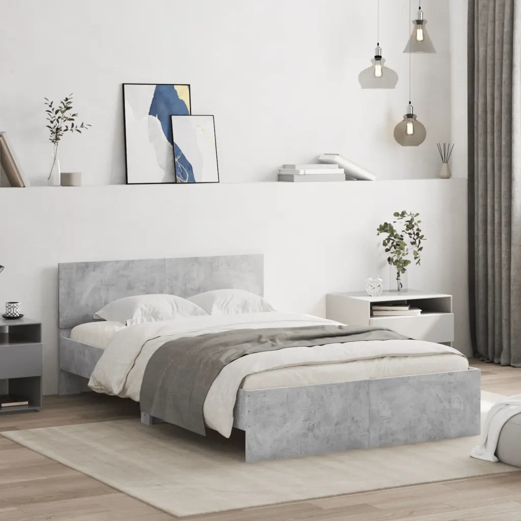 Giroletto con Testiera-Struttura Letto con testiera Grigio Cemento 120x200 cm