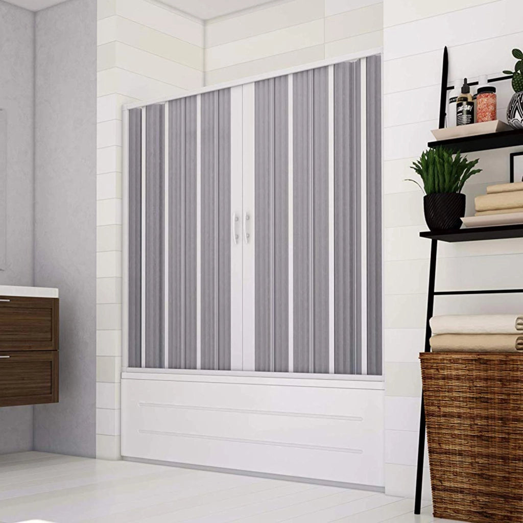Porta Doccia Sopravasca 170 cm in PVC a soffietto con Apertura Centrale H 150 cm colore Bianco mod. Flex