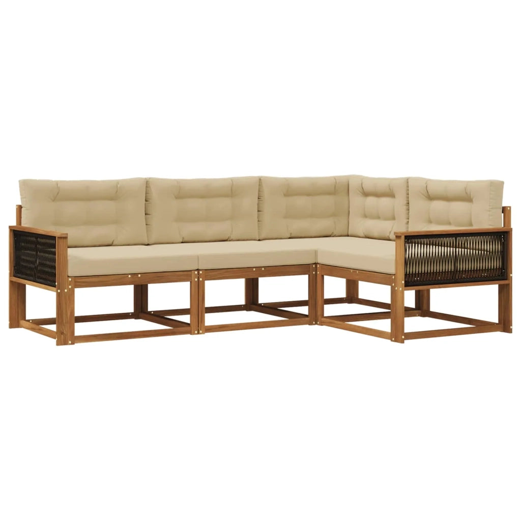 Set di divani da esterno 4 pz Naturale e Beige 3382526