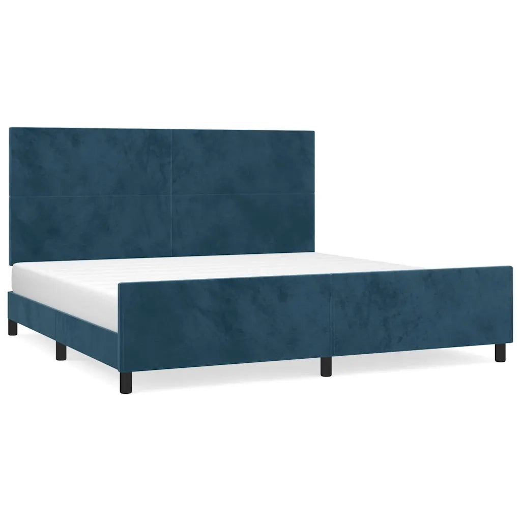Giroletto senza Materasso Blu Scuro 200x200 cm in Velluto 3125657