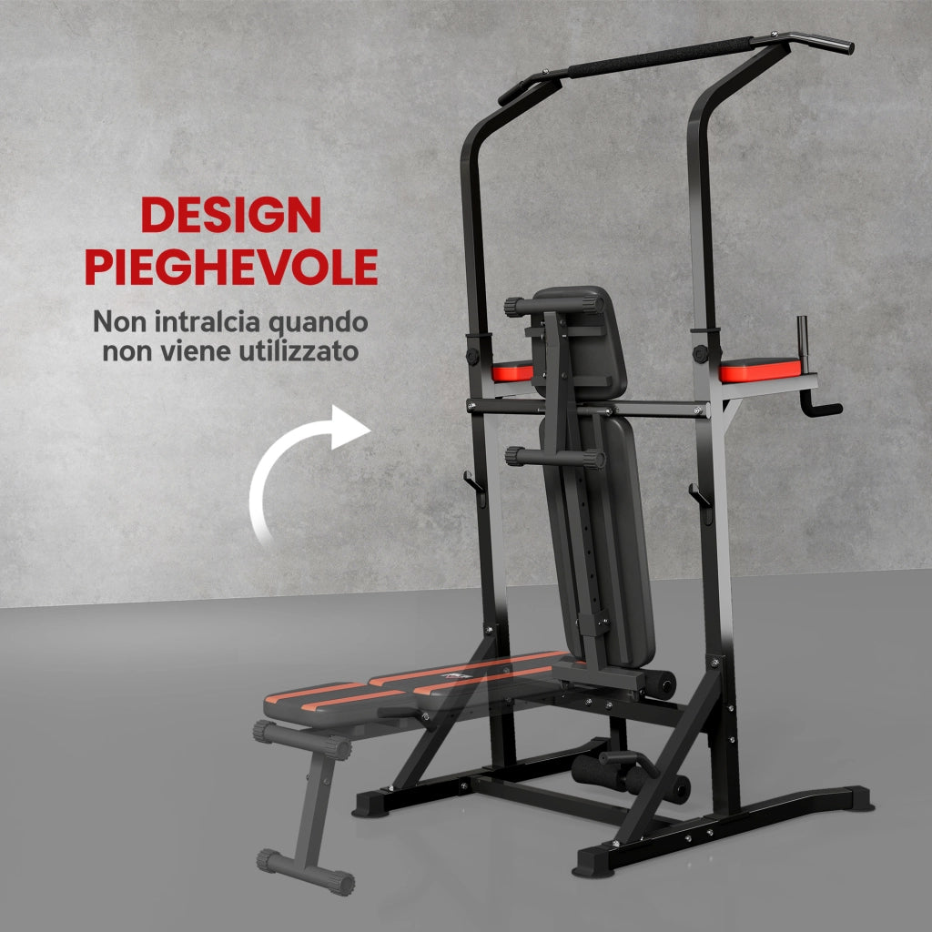 Stazione Fitness Multifunzione Pieghevole ¨C Zephmum ¨C Acciaio, Regolabile, Portata 150kg