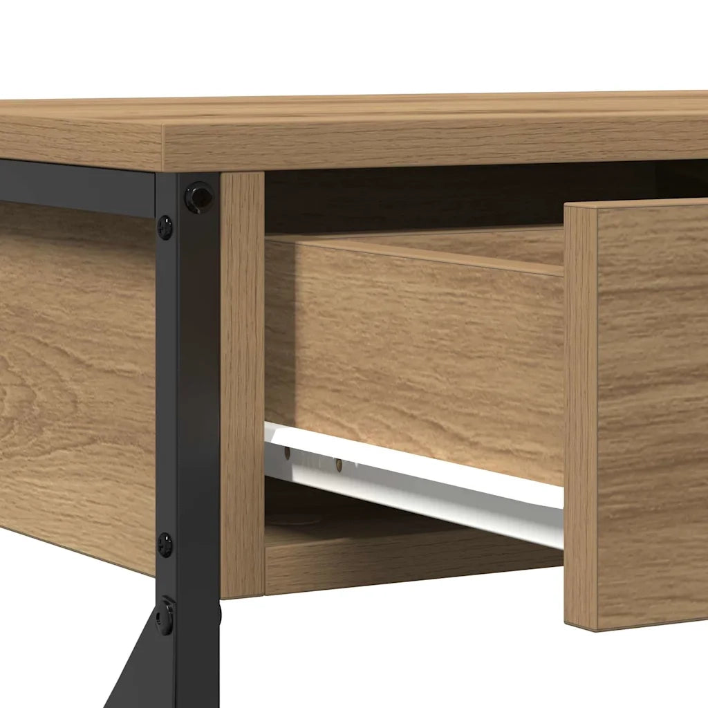 Tavolo Consolle con cassetto rovere artigianale 75 x 28 x 75 cm 863536