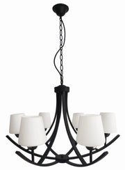 Lampadario Londyn Candellux 6 luci E27 nero/bianco