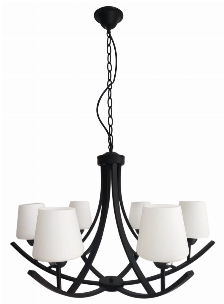 Lampadario Londyn Candellux 6 luci E27 nero/bianco