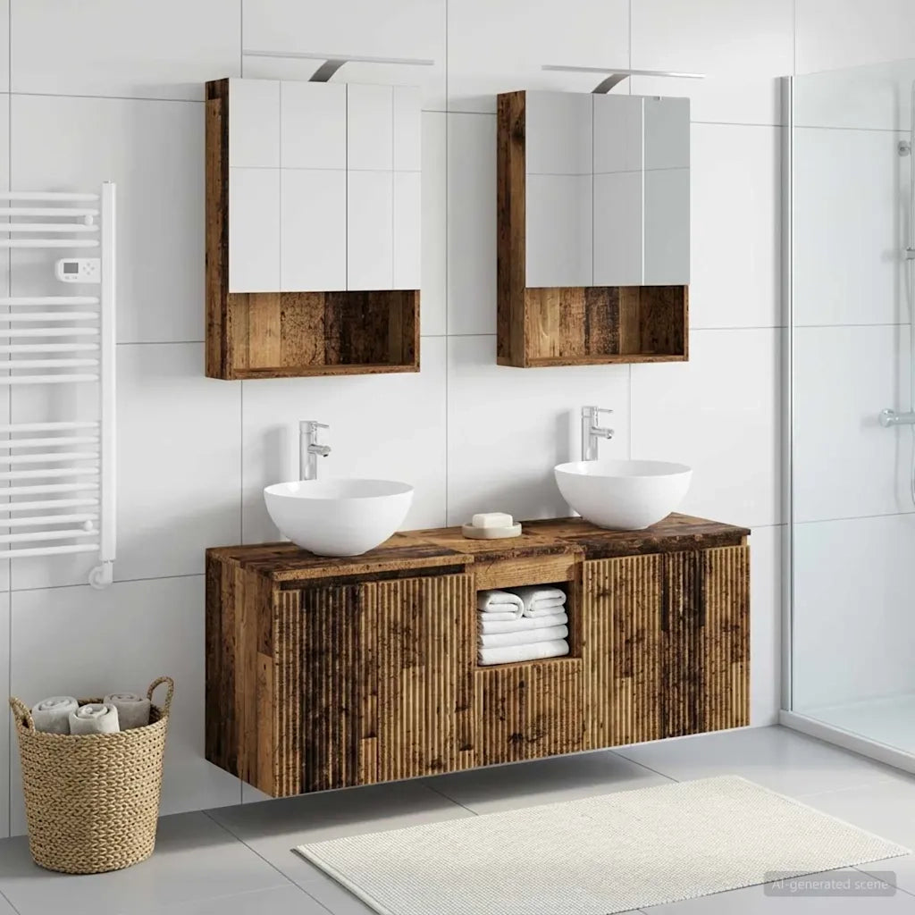 Set di Armadi da Bagno 5 pcs Legno antico 50 x 14,5 x 70 cm 3406365