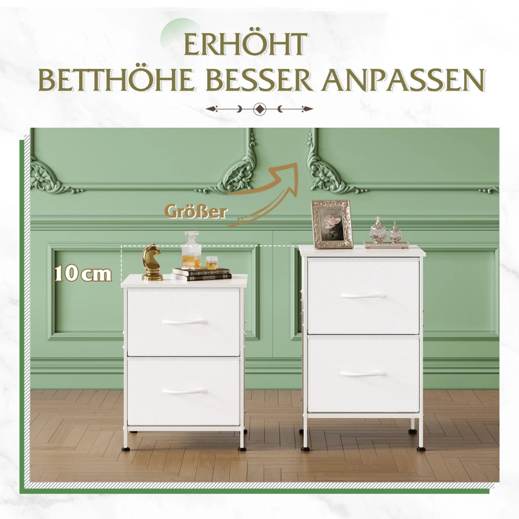 Cassettiera con 2 cassetti in tessuto ¨C zephmum ¨C Bianco 60x40x
