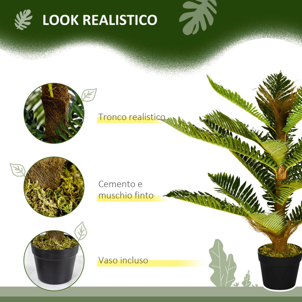 Pianta Artificiale di Palma con 18 Foglie e Vaso Incluso per Interni, Altezza 85 cm, Verde