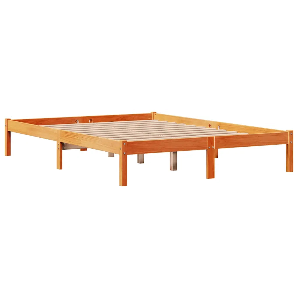 Giroletto con Testiera Marrone Cera 160x200 cm Massello Pino