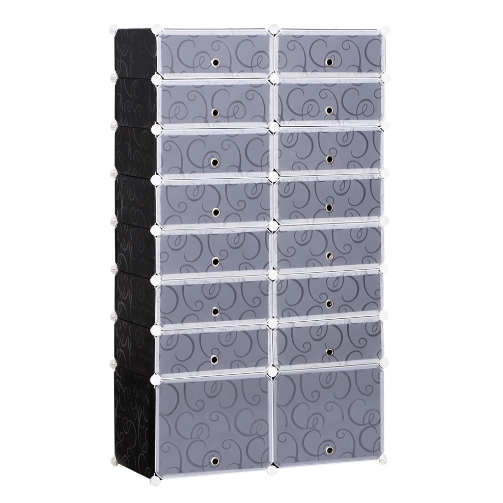 EasyComfort Scarpiera Salvaspazio Modulare da Ingresso in Plastica, 95x37x160cm, Bianco e Nero