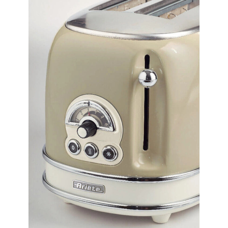 Tostapane Vintage 2 Fette - Con Pinze, 6 Livelli di Tostatura - Acciaio Inox - Beige