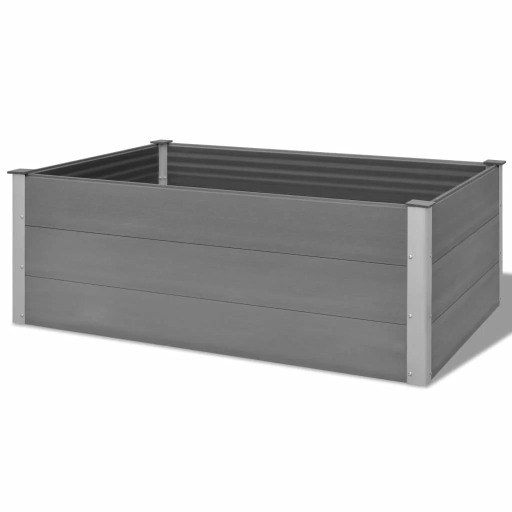 Fioriera rialzata per piante e fiori giardino WPC 150 x 100 x 54 cm grigio 02_0001238