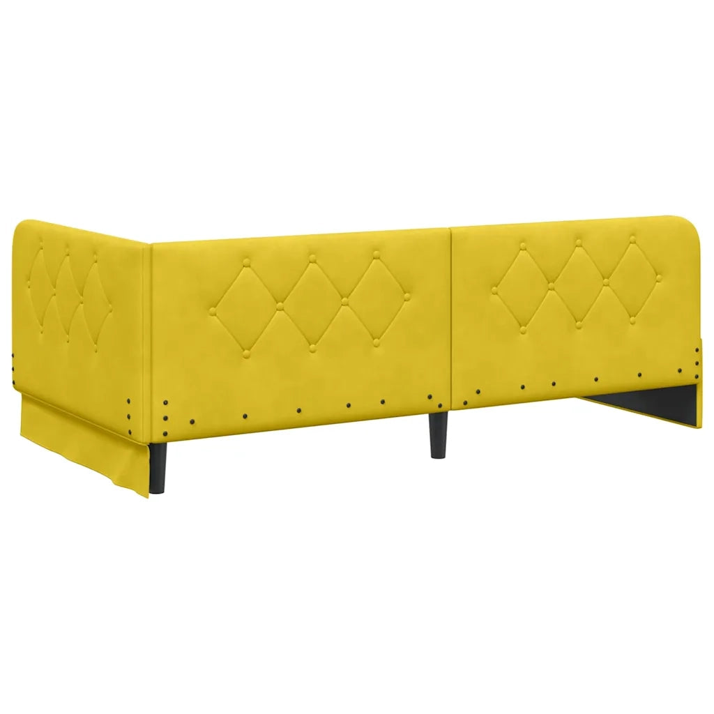 Cornice del letto ad angolo Giallo 90 x 190 cm Velluto