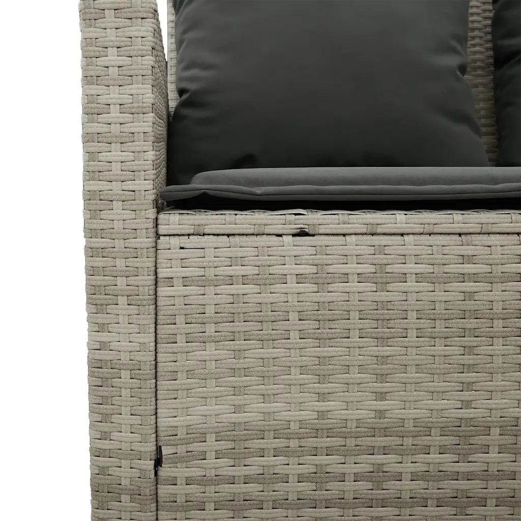 Divano 3 Posti con Cuscini e Tavolo Grigio Chiaro Polyrattan 4103859