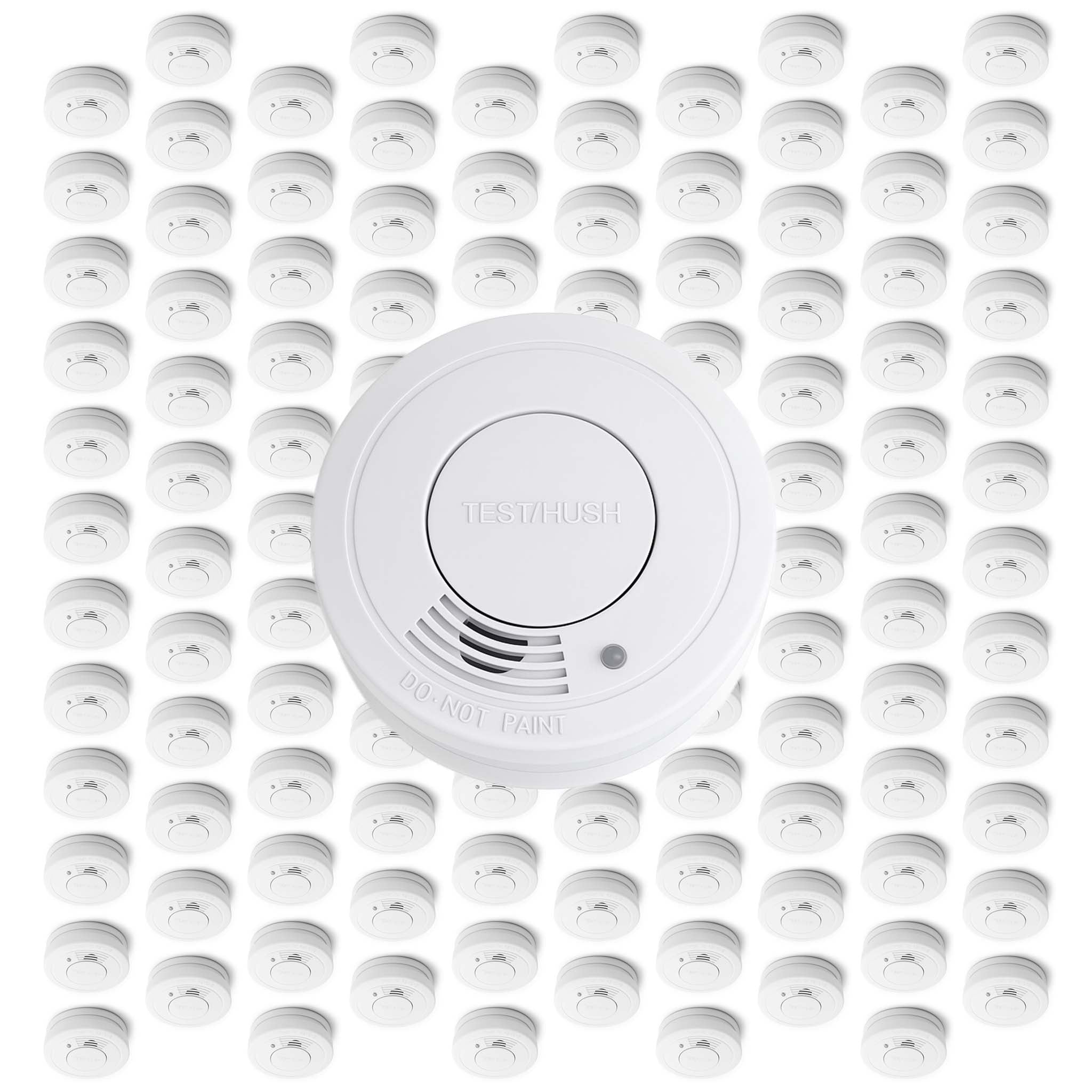 Set 120x Rilevatore di fumo con batteria da 9 V, allarme antincendio con funzione HUSH, sensore antifumo fotoelettrico affidabile con potenza sonora di 85 dB