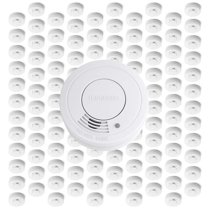 Set 120x Rilevatore di fumo con batteria da 9 V, allarme antincendio con funzione HUSH, sensore antifumo fotoelettrico affidabile con potenza sonora di 85 dB