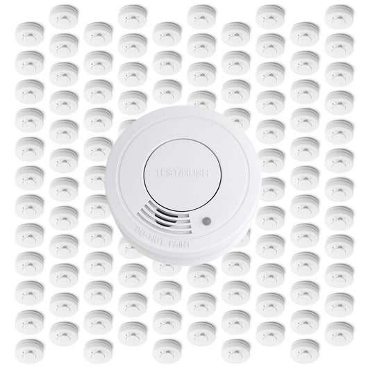 Set 120x Rilevatore di fumo con batteria da 9 V, allarme antincendio con funzione HUSH, sensore antifumo fotoelettrico affidabile con potenza sonora di 85 dB