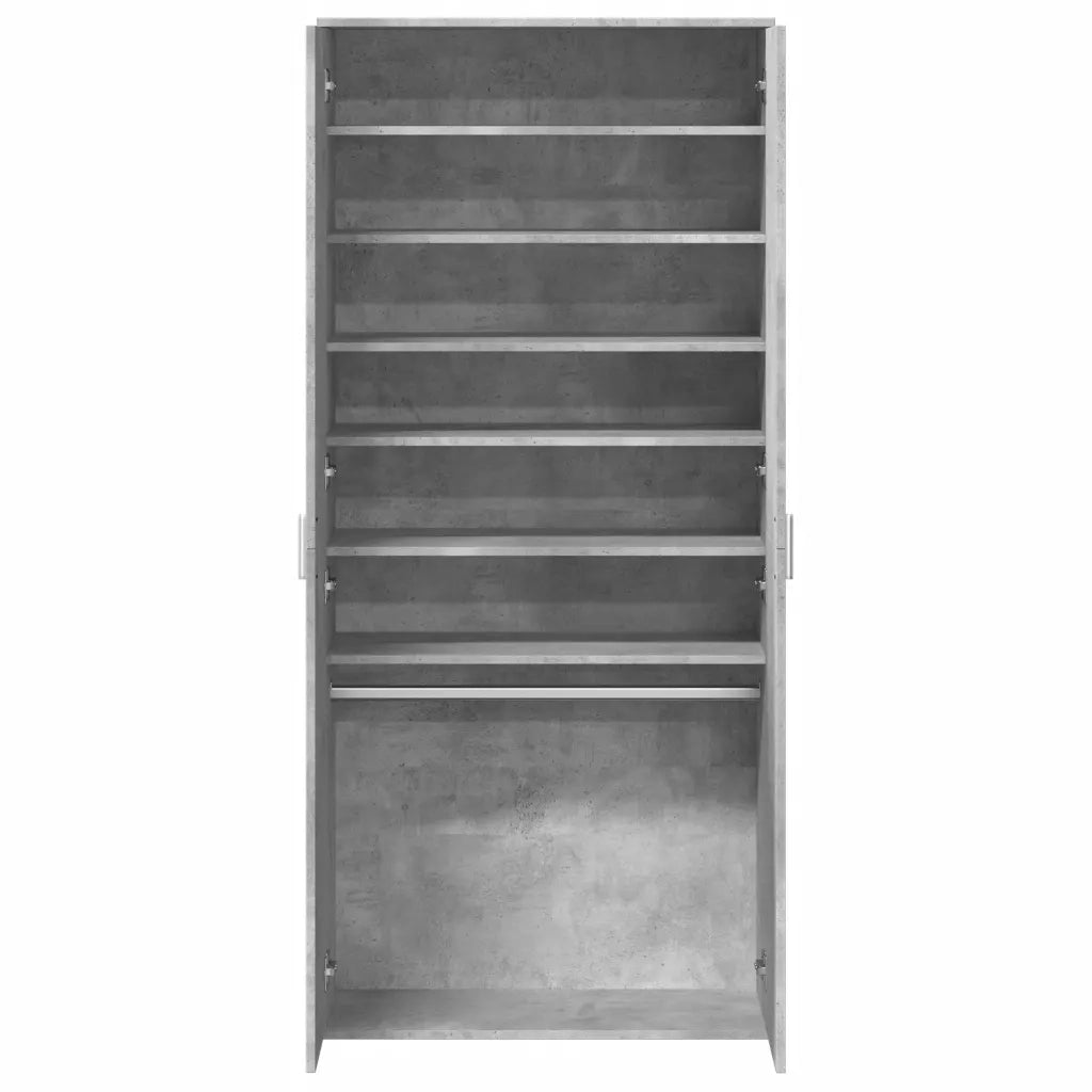 Scarpiera-Scaffale per scarpe Grigio Cemento 80x39x178 cm in Legno Multistrato