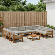 Set di divani da esterno 10 pcs Naturale e Grigio Chiaro 3382909