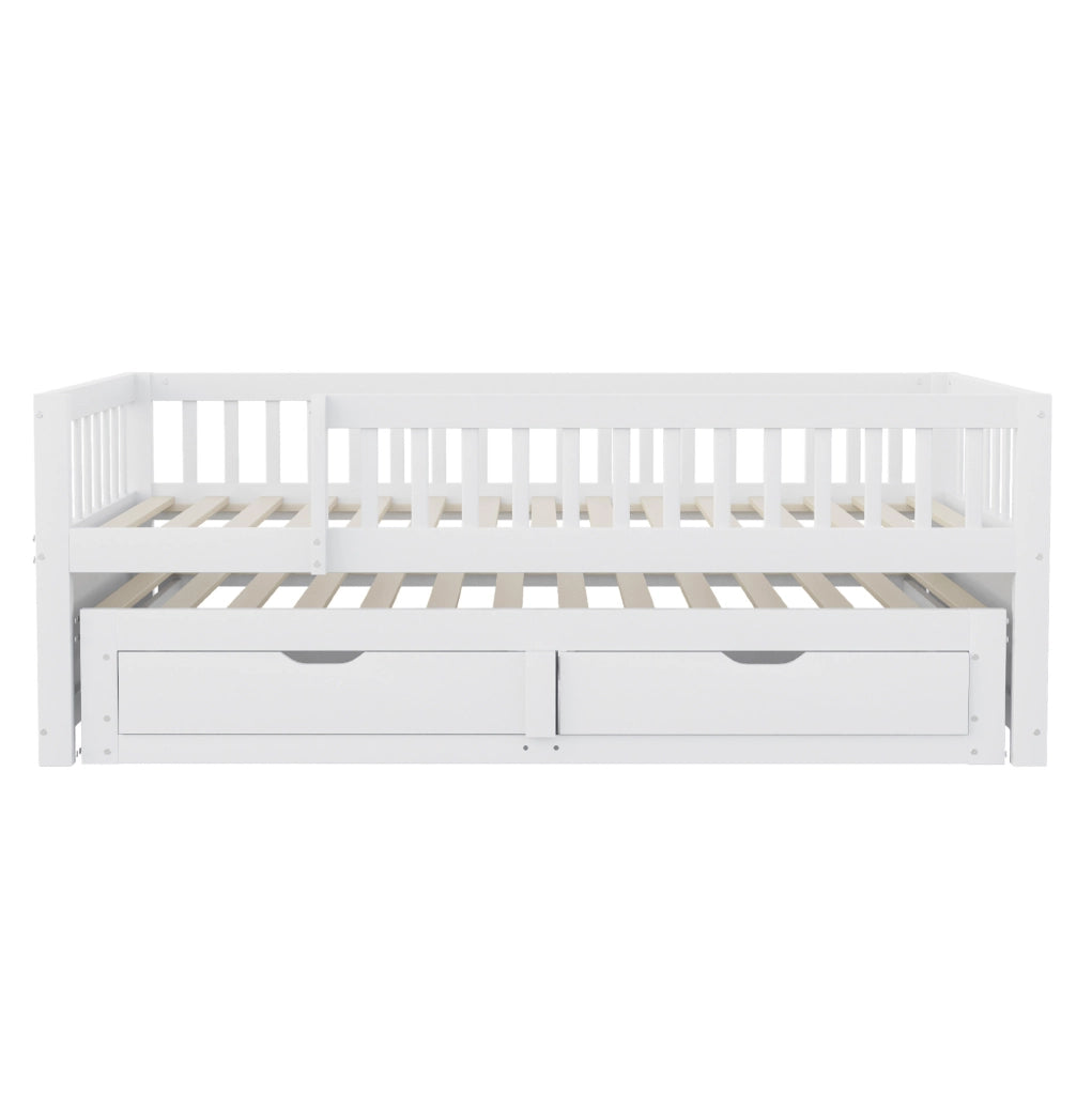 Letto divano in legno 90x200 cm con letto estraibile, bianco