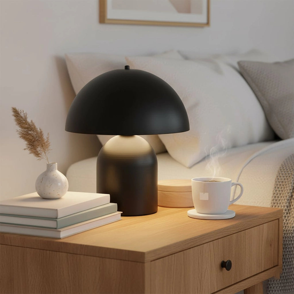 Lampada da tavolo Kava in acciaio nero opaco