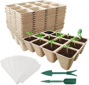 Set di 10 contenitori per semi - 120 contenitori biodegradabili per semi in carta di cellulosa - inclusi 10 etichette e due attrezzi per piante - adatto per il giardinaggio interno, la propagazione di semi e il trasferimento in contenitori più grandi