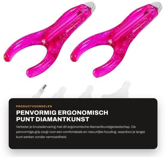 Kit di penna artistica ergonomica con accessori a forma di penna - 2 x Kit di penna artistica - 8 punte intercambiabili - Rosa - 16 g - Pena artistica