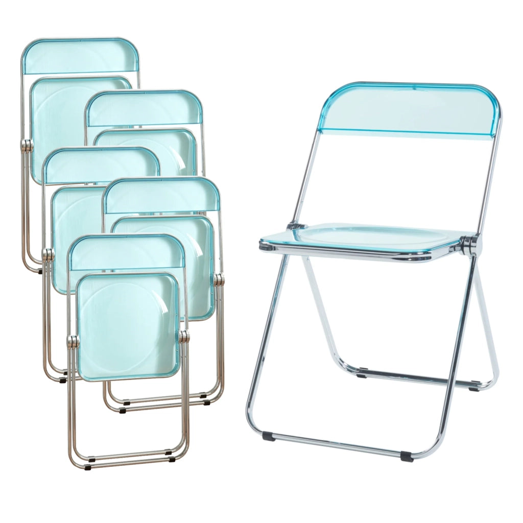 Set di 6 sedie pieghevoli 74 x 46 x 47 cm azzurro trasparente 03_0009903