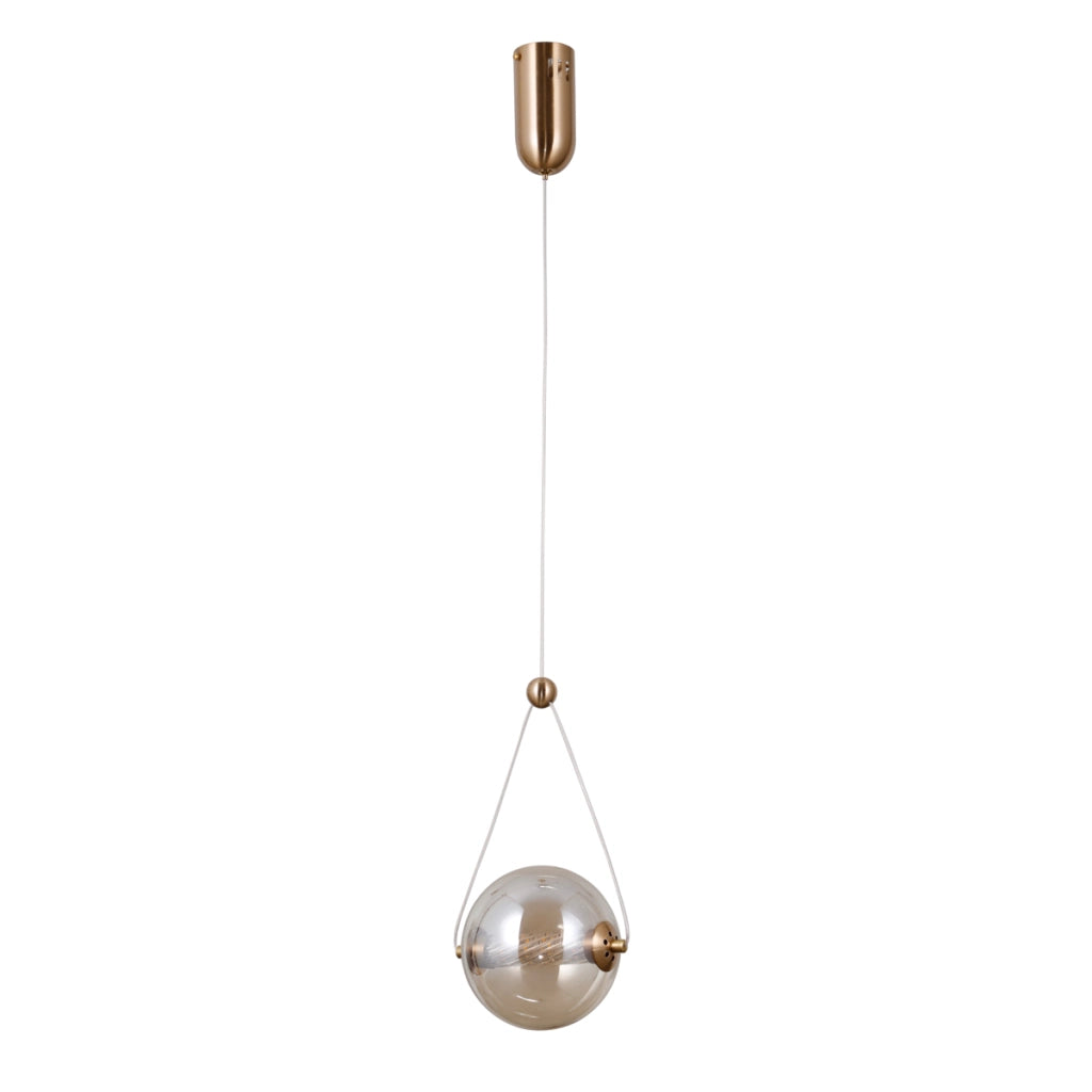 Sospensione Italux Rastia vetro ambra ottone LED 6W