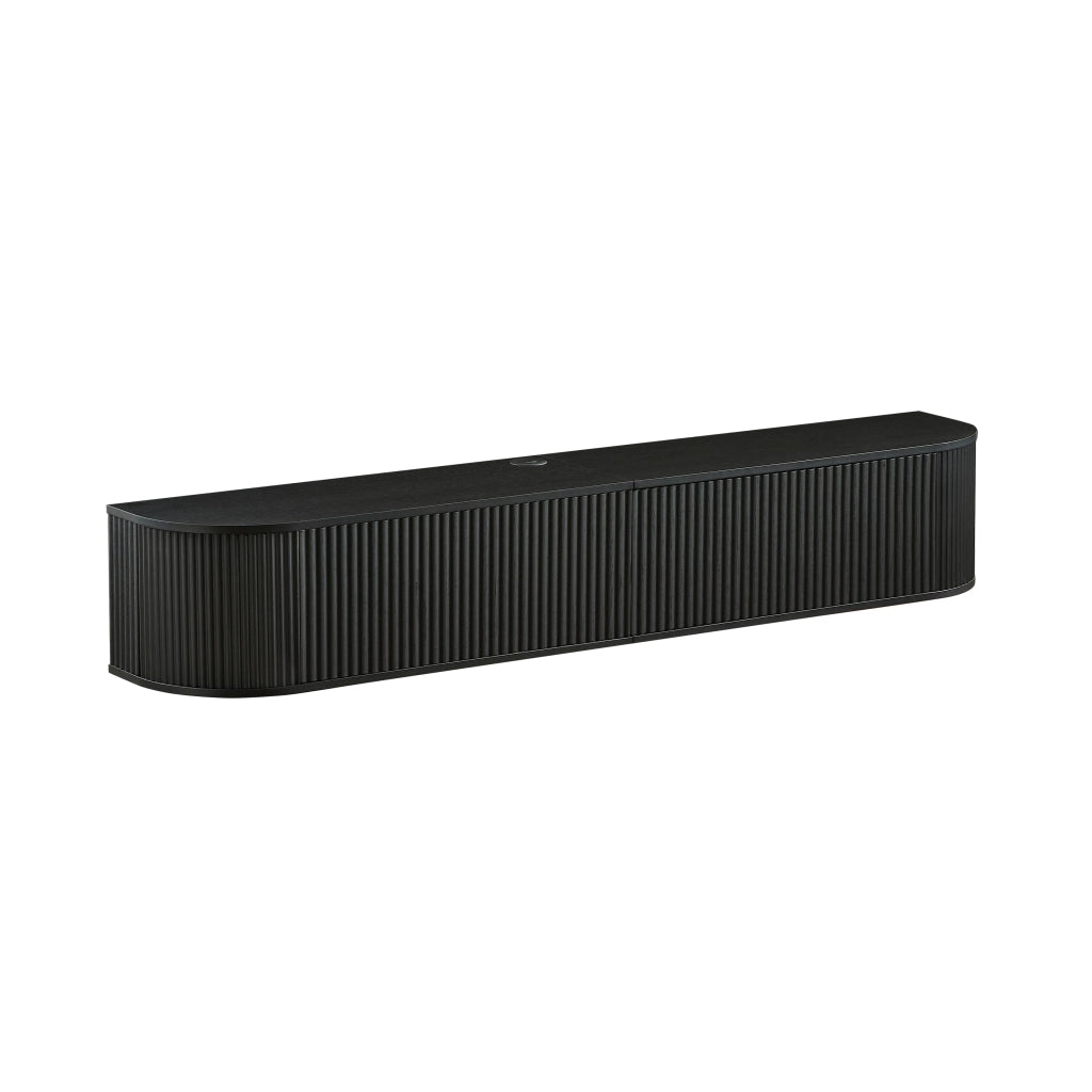 MOBILE TV SOSPESO 180 cm Nero in pannello di legno con passacavi