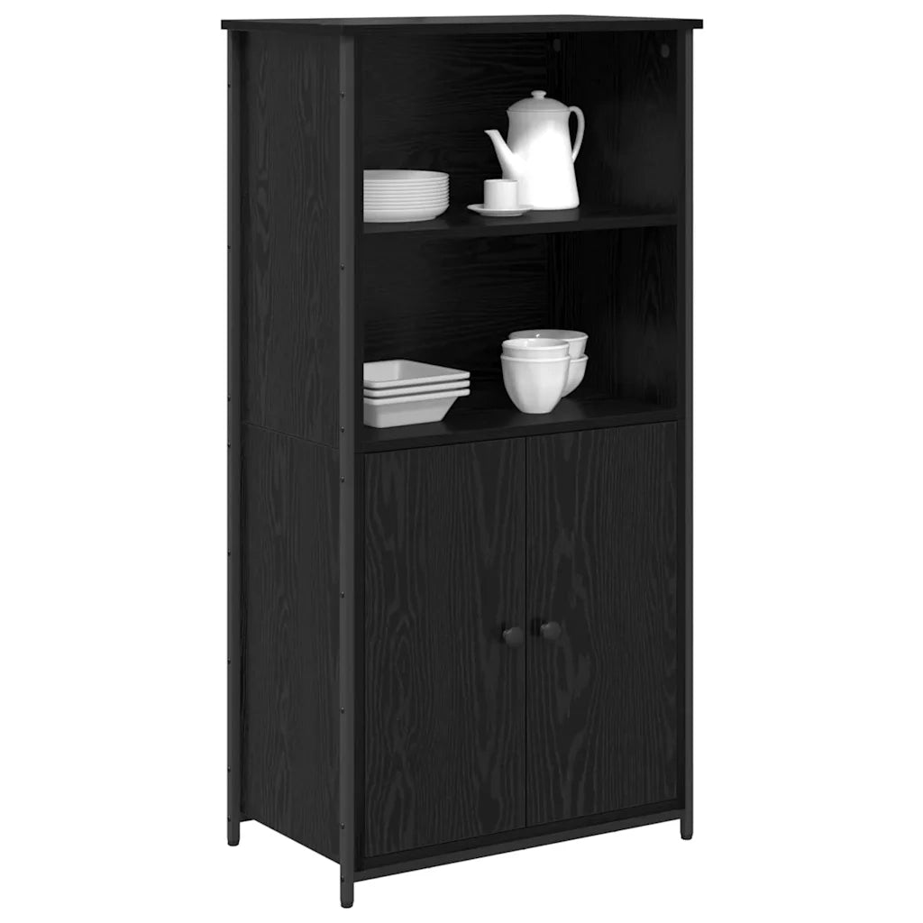 Credenza | Madia | Buffet da pranzo | Armadio da pranzo Rovere Nero 62 x 36 x 121,5 cm Legno multistrato