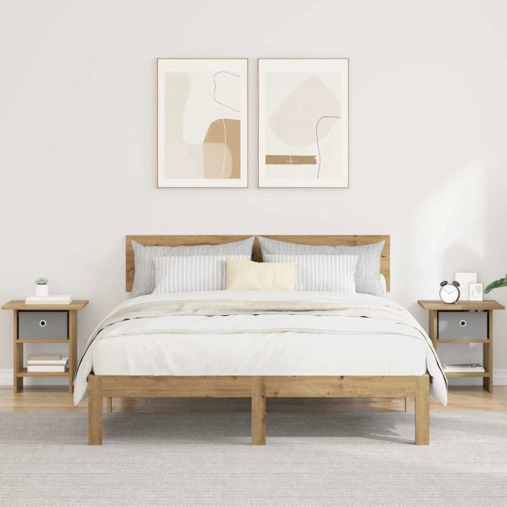 Comodino con cassetto 2 pcs Rovere artigianale 41 x 40 x 45 cm