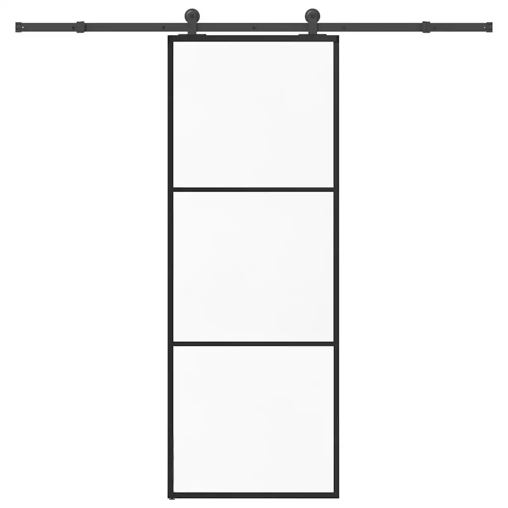Porta Scorrevole con Ferramenta 76x205cm Vetro ESG Alluminio