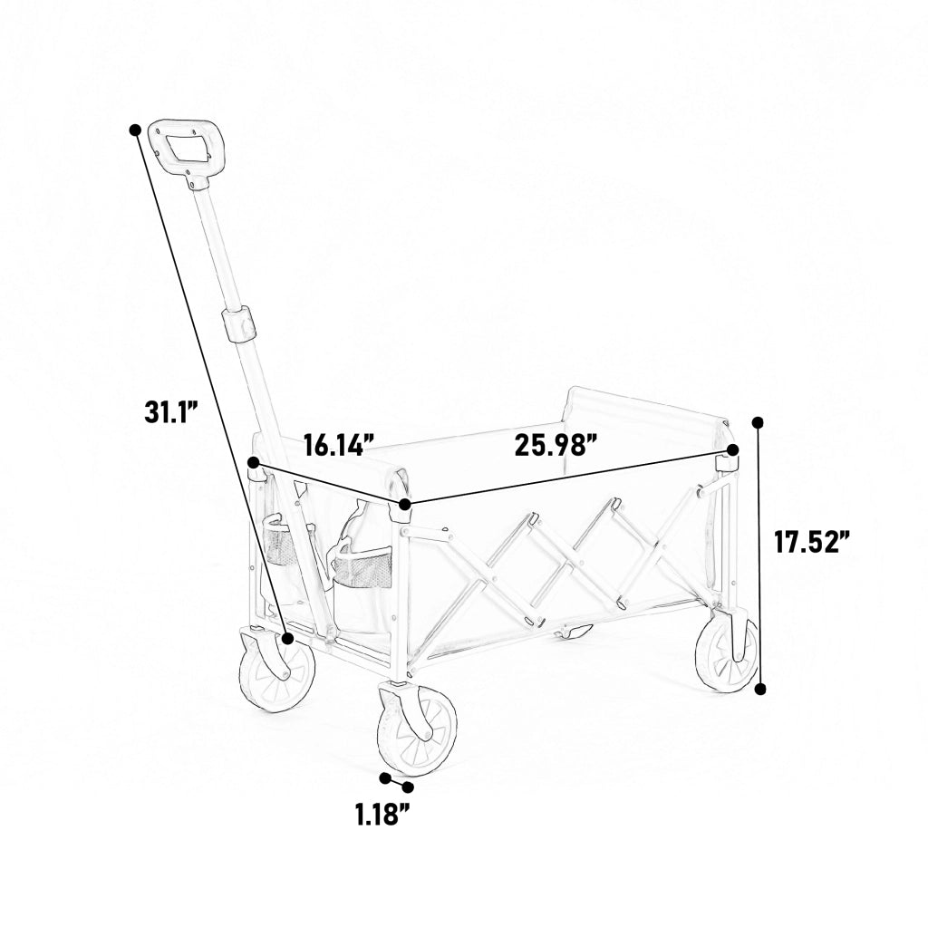 Carrello Pieghevole da Giardino ¨C MINIMAL ¨C Nero, Ruote, Grande Capacit¨¤
