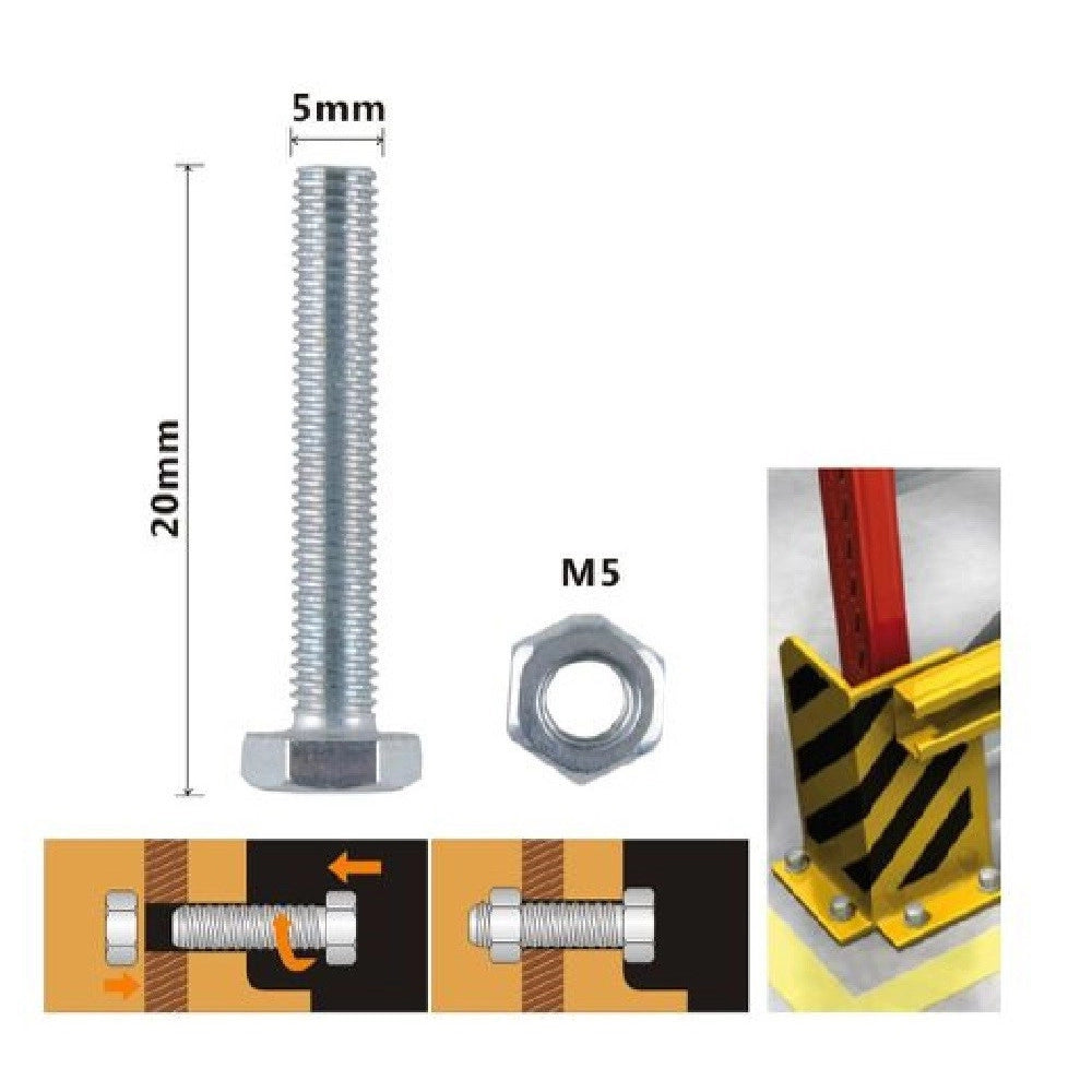 Trade Shop - Set 12pz Vite Viti Per Esterno A Testa Esagonali 5 X 20mm Con Dadi Dado M5 90910 -