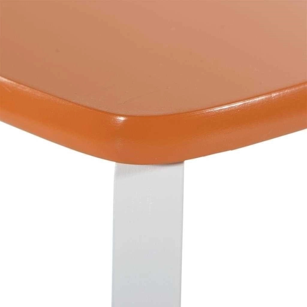 Set tavolo e 2 sgabelli in legno bianchi/arancioni 96x48x42 h cm