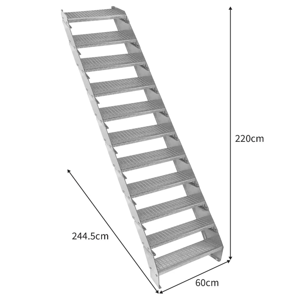Scala metallica a 11 sezioni ad altezza regolabile in acciaio zincato 60 cm / 600 mm