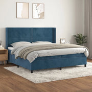 Giroletto a Molle con Materasso Blu Scuro 200x200 cm in Velluto 3132643