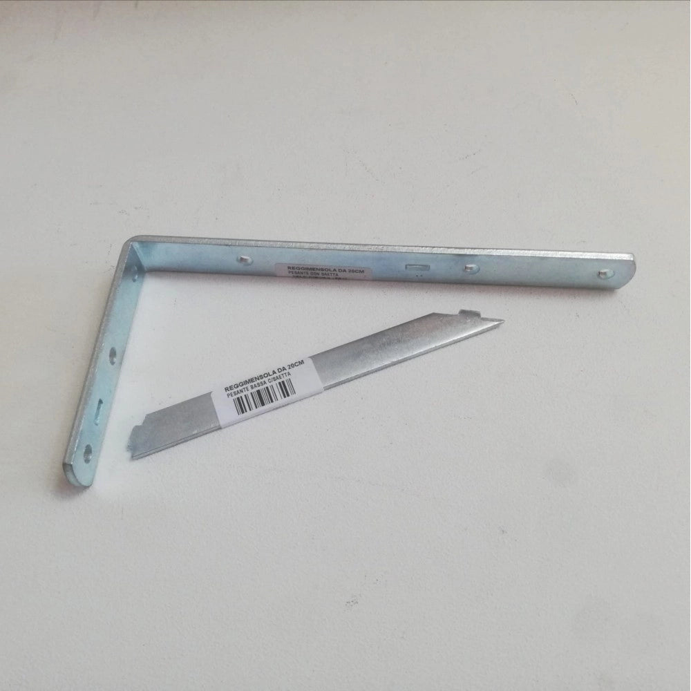 Reggimensola staffa zincata 20cm con saetta di rinforzo