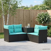 Set di divani 5 pz Nero e Blu Rattan sintetico e Acciaio 3447830