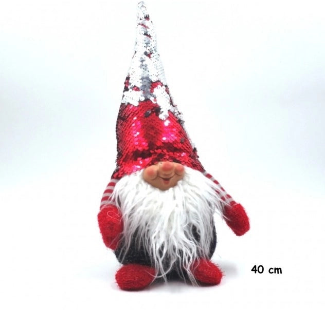 Gnomo natalizio decorazione con cappello rosso 40 cm