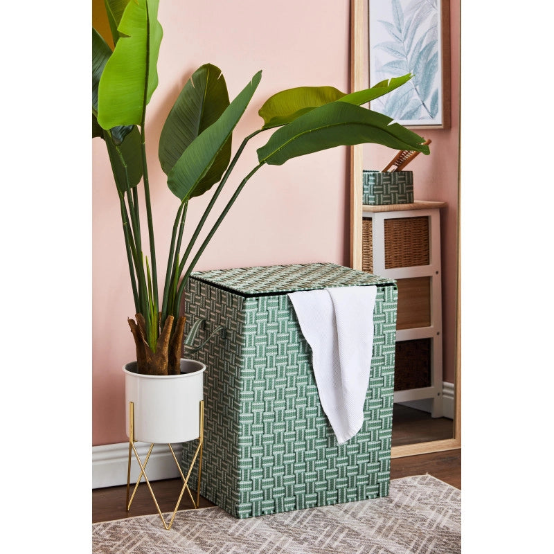 Set di 6 Porta Biancheria Twist Pieghevole Rett In Pp Intrecciato Verde 40x30x50