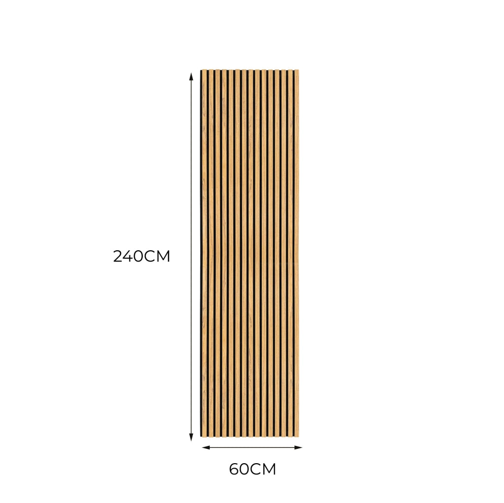 Coppia di Pannelli Fonoassorbenti con Doghe Rovere 3D in Legno 2400 x 600mm