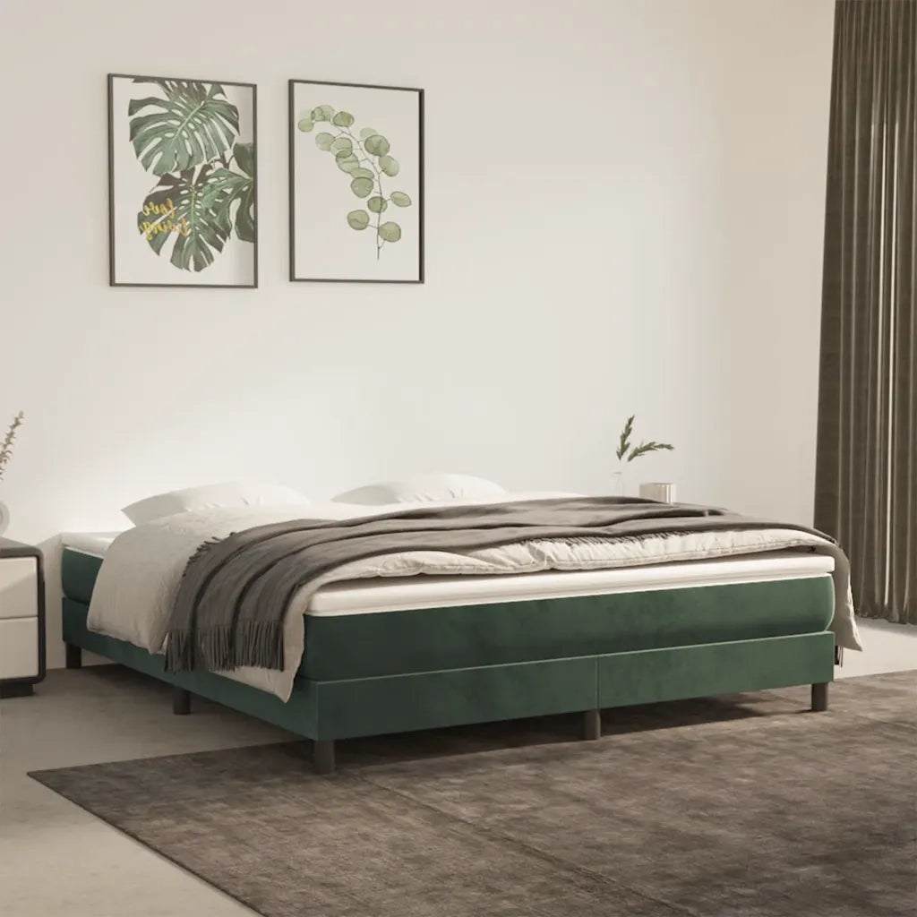 Materasso a Molle-Materasso per letto Verde Scuro 160x210x20 cm in Velluto